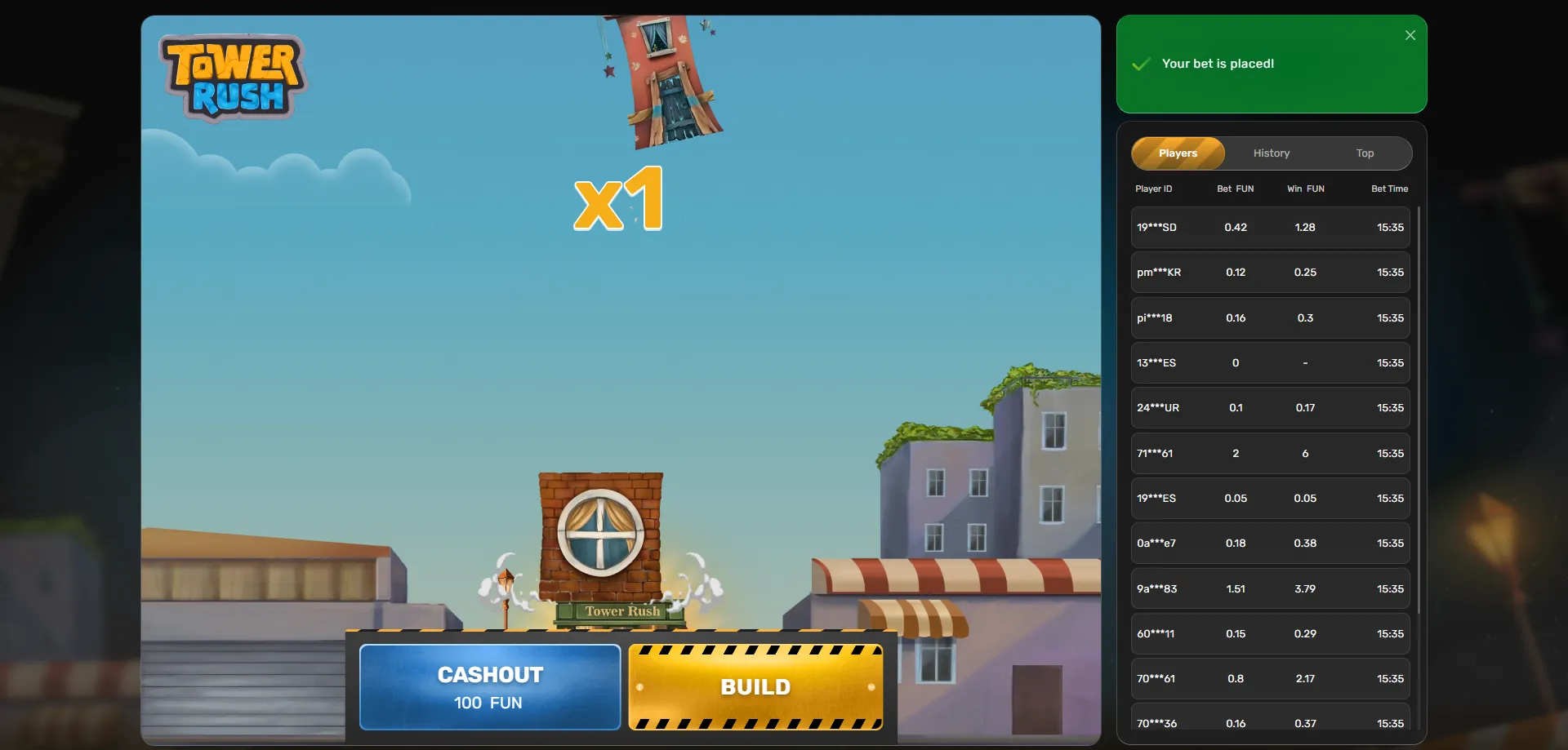 عروض المكافآت والبونص في tower rush 1xbet 2026